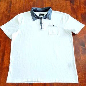 SIMONS XL Men's White Contrast Collar Polo T-Shirt